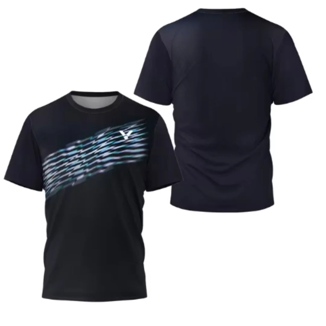Badminton Victor - เสื้อยืดแบดมินตันผู้ชายลายเลเซอร์นีออน แบรนด์หรู แขนสั้น ฤดูร้อน รุ่นใหม่ ขายดี