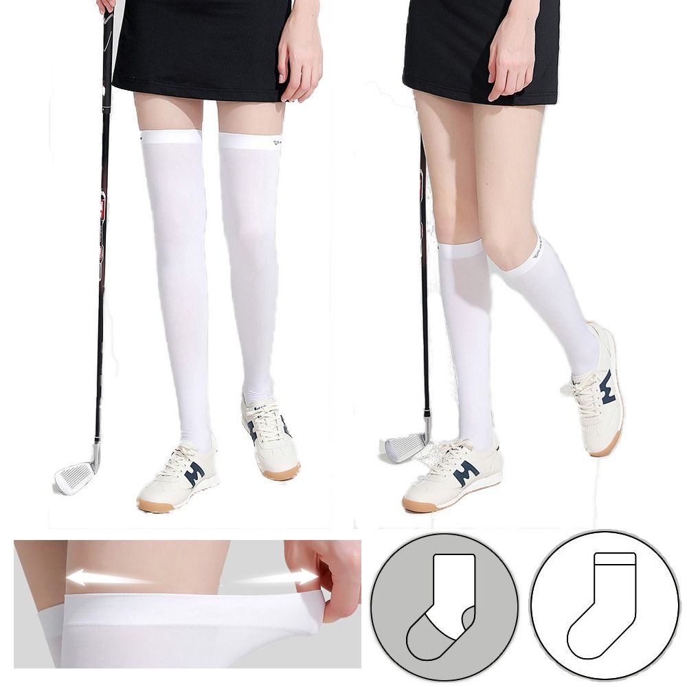 Ankle Support Badminton - ถุงเท้าป้องกันขาผ้าไหมน้ำแข็งสีดำสีขาว, ถุงเท้าถุงเท้ารัดกล้ามเนื้อกันแดดยืดหยุ่นระบายอากาศได้ดีสีขาวดำ
