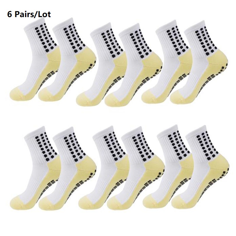Ankle Support Badminton - 1 คู่/6 คู่ถุงเท้าฟุตบอลบุรุษกีฬาถุงเท้าซิลิโคนกันลื่นด้านล่างถุงเท้าฟุตบอลรักบี้เทนนิสวอลเลย์บอลสตรี yoga ถุงเท้า