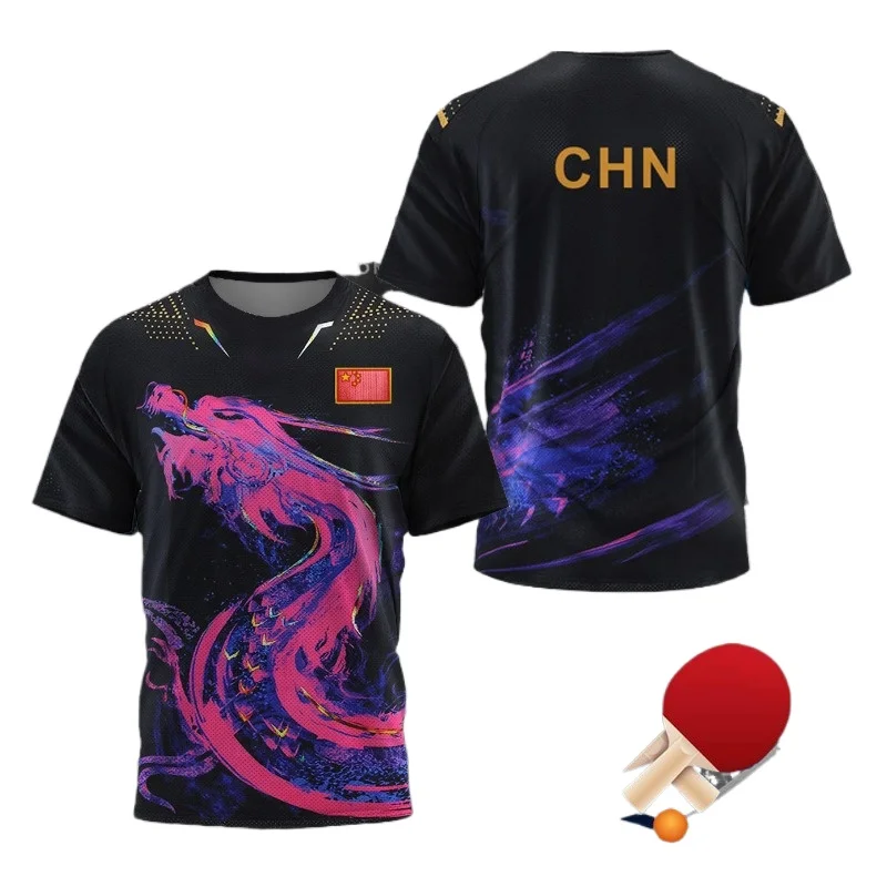 Badminton Lovers - เสื้อยืดลายกราฟิก CHINA Dragon สำหรับผู้ชาย เสื้อผ้าแฟชั่น เสื้อยืดกีฬาแบดมินตัน