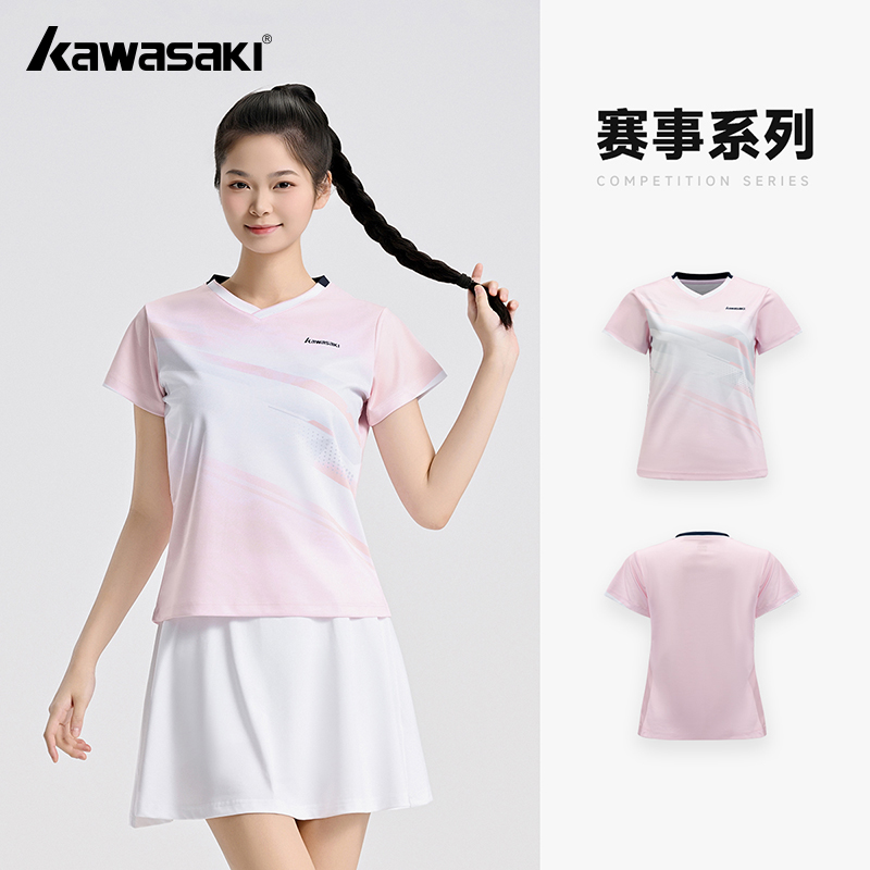 Badminton Lovers - เสื้อแบดมินตันผู้หญิงของแท้จากคาวาซากิ เสื้อกีฬาระบายอากาศได้ดี ซับเหงื่อ เสื้อยืดแบดมินตันฤดูร้อน เสื้อยืดออกกำลังกายสำหรับทีมวิ่ง