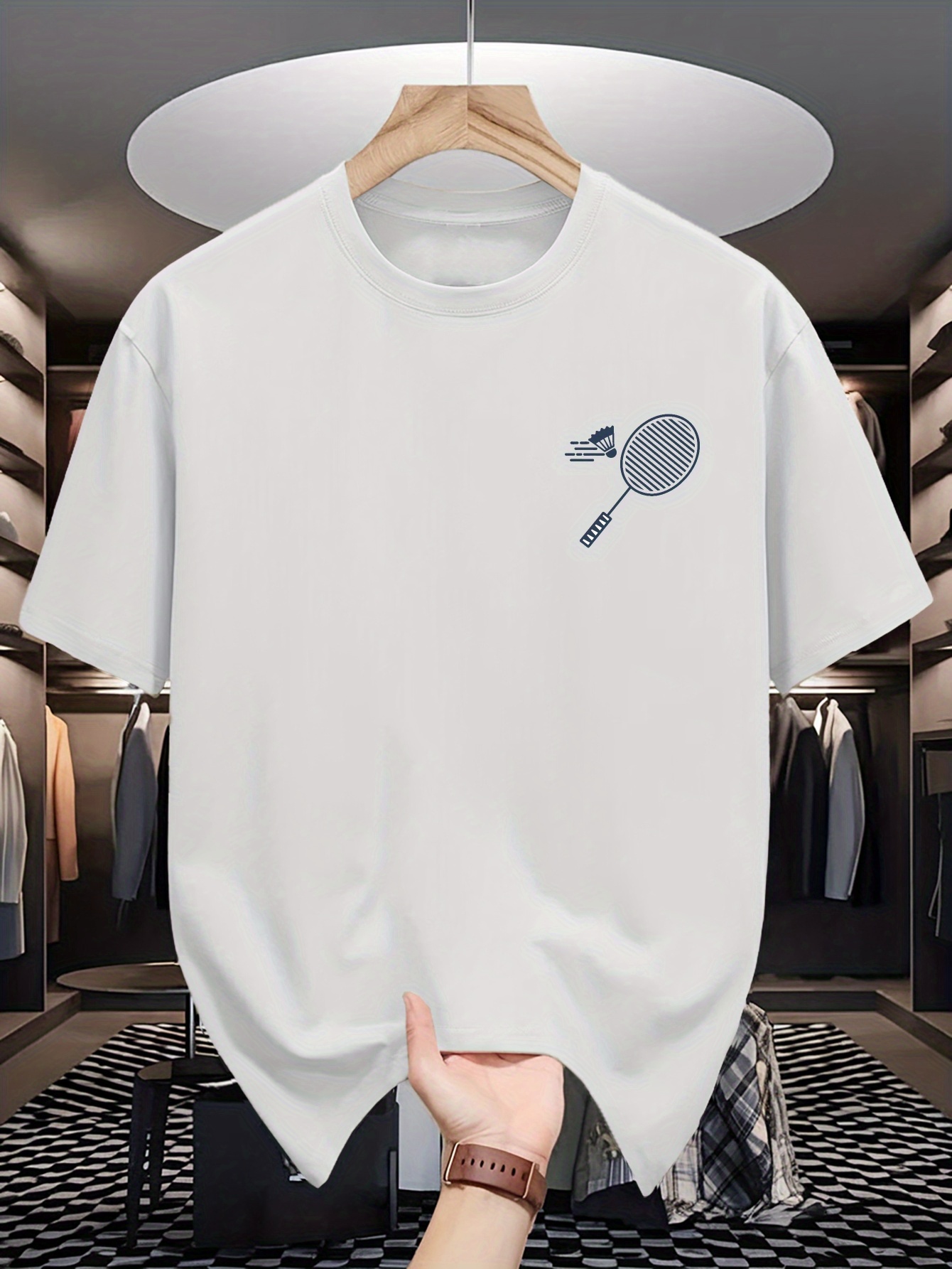 เสื้อยืดคอกลมผู้ชาย ลายกราฟิกไ - Badminton Lovers บทวิจารณ์และราคา